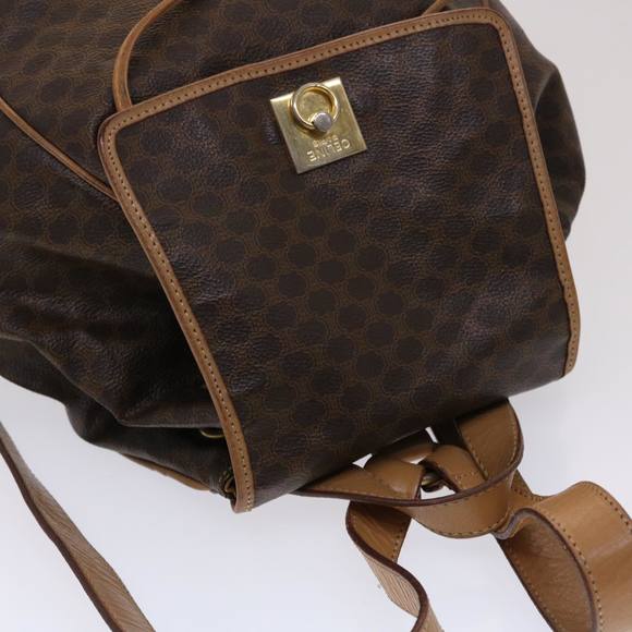 CELINE Macadam Canvas Backpack PVC Leather Brown Auth bs6391 - Picture 6 of 16